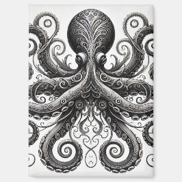 Imán Kraken Steampunk Octopus Ornate Black