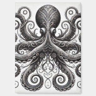 Imán Kraken Steampunk Octopus Ornate Black
