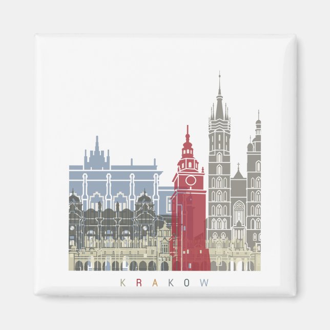 Imán Krakow skyline poster (Frente)
