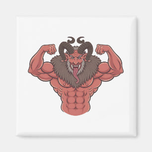 Imán Krampus espeluznante de Navidad Flexionando múscul