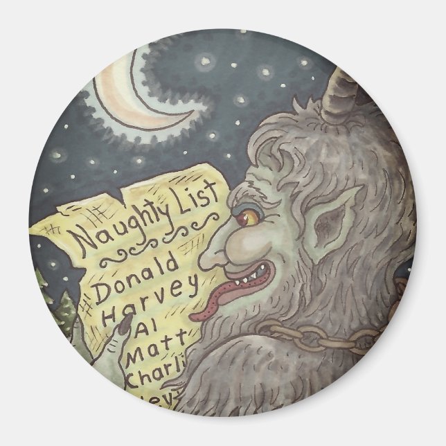 Imán KRAMPUS NAUGHTY LIST CHRISTMAS MAGNET Customize (Frente)