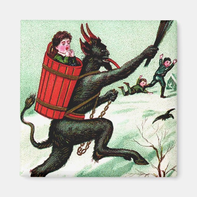 Imán Krampus persiguiendo la nieve de invierno de los n (Frente)