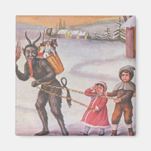 Imán Krampus robando juguetes y niños