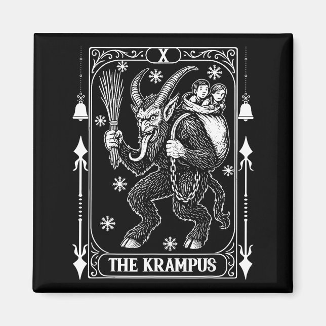 Imán Krampus Tarot Card Design Christmas Season Evil Pa (Frente)
