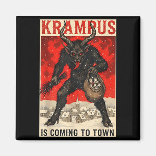 Imán Krampus viene a la ciudad Navidad Horror Feriado