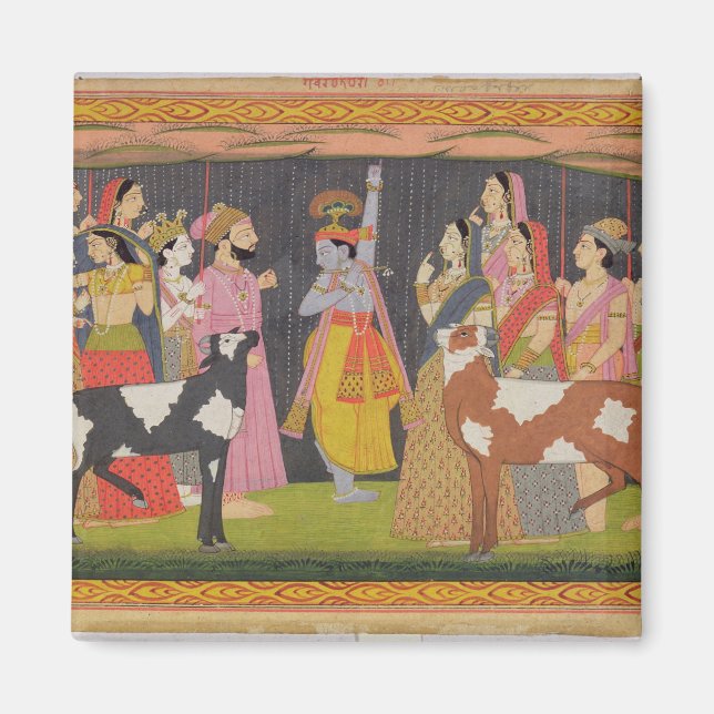 Imán Krishna levantando el Monte Govardhana, desde el ' (Frente)
