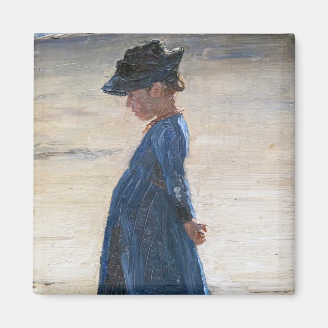 Imán Kroyer - Niña pequeña de pie en la playa Skagen (Frente)