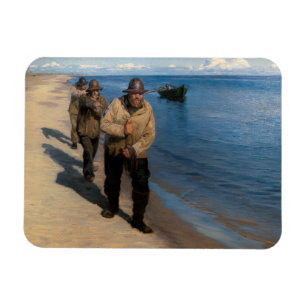 Imán Kroyer - Tres pescadores lanzando un bote