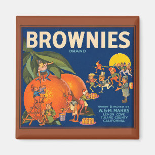Imán KRW Vintage Brownies Naranja Etiqueta de caja de f