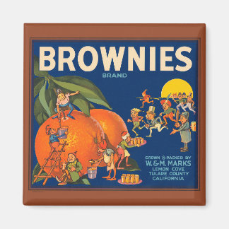 Imán KRW Vintage Brownies Naranja Etiqueta de caja de f