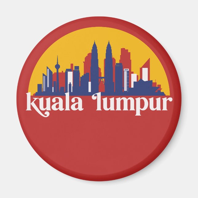 Imán Kuala Lumpur Malaysia Retro City Skyline (Frente)