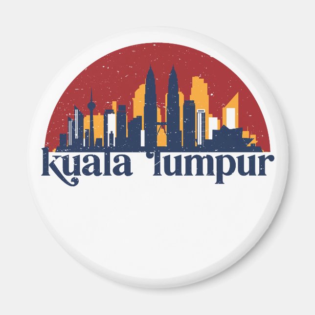 Imán Kuala Lumpur Malaysia Retro City Skyline (Frente)