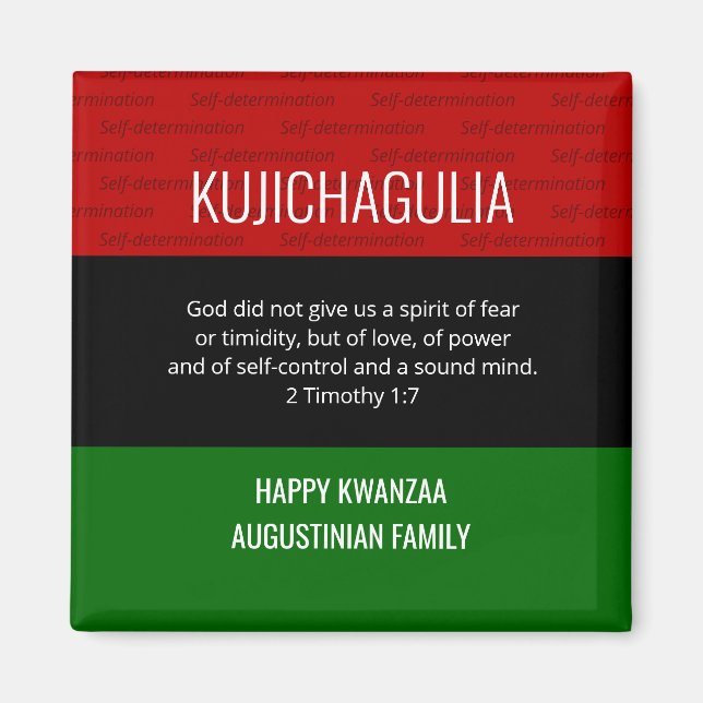 Imán KUJICHAGULIA Kwanzaa personalizada (Frente)