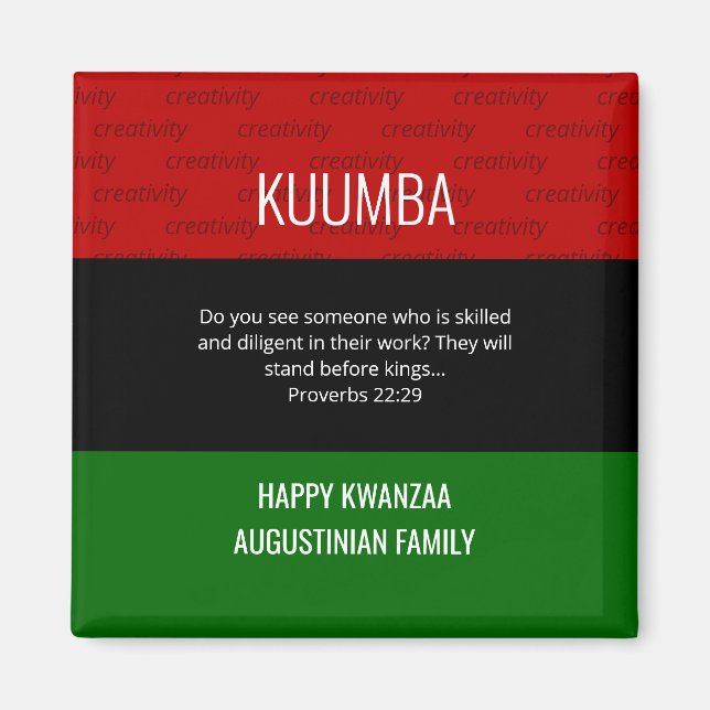 Imán KUMBA Feliz Kwanzaa personalizado (Frente)