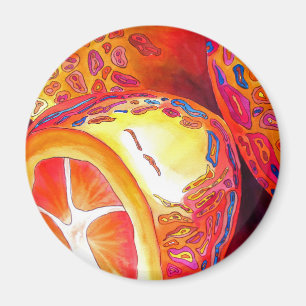 Imán Kumquats naranja cítrico acuarela arte