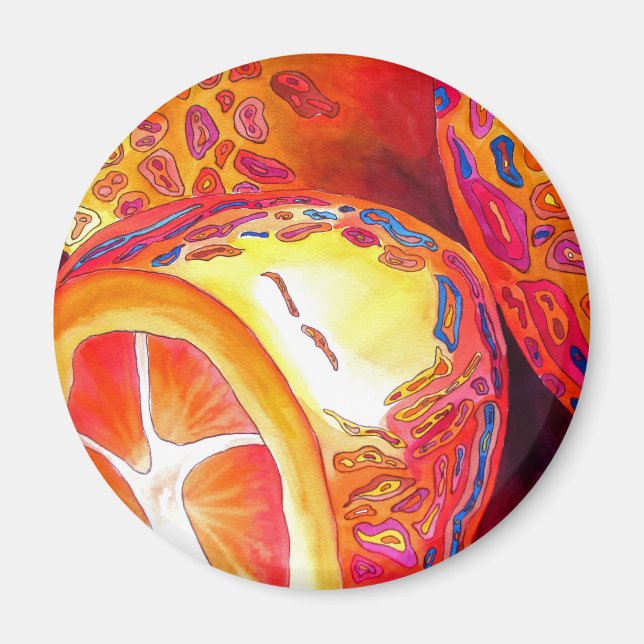 Imán Kumquats naranja cítrico acuarela arte (Frente)