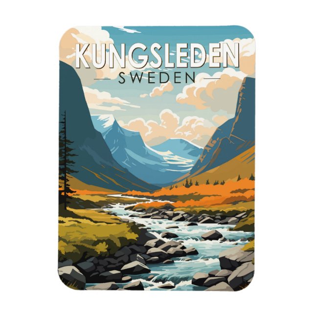 Imán Kungsleden Suecia Viaje al arte Vintage (Vertical)