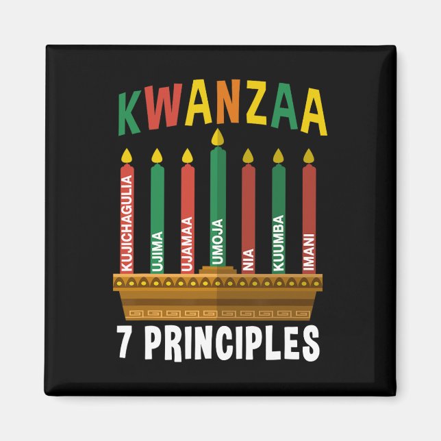 Imán Kwanzaa 7 Principios Velas Kinara Pan Africanos P (Frente)