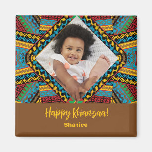 Imán Kwanzaa Personalizado Patter de diamantes de color