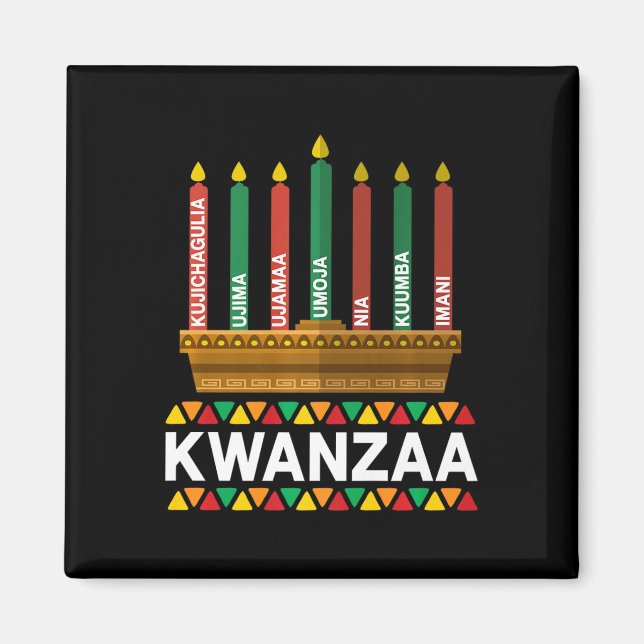 Imán Kwanzaa Principios de Kwanzaa Velas Kinara Pan Afr (Frente)