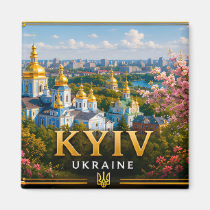 Imán 🌎 Kyiv Ucrania Recuerdo para Viajeros Europeos