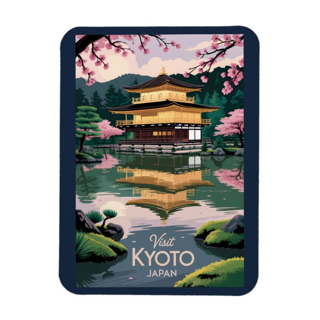 Imán Kyoto Japan Kinkaku-ji Illustration Travel Art Vin (Vertical)