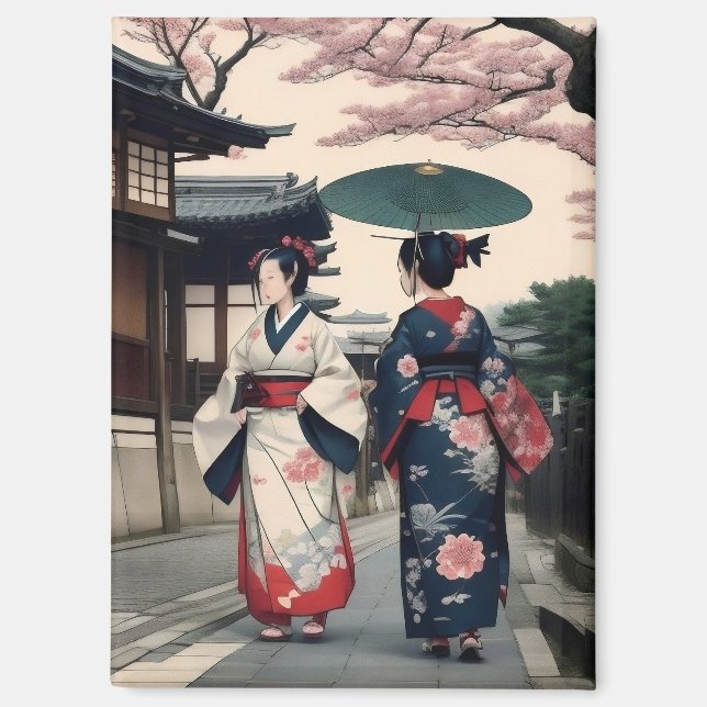 Imán Kyoto Kimono Spring Walk Magnet (Anverso)