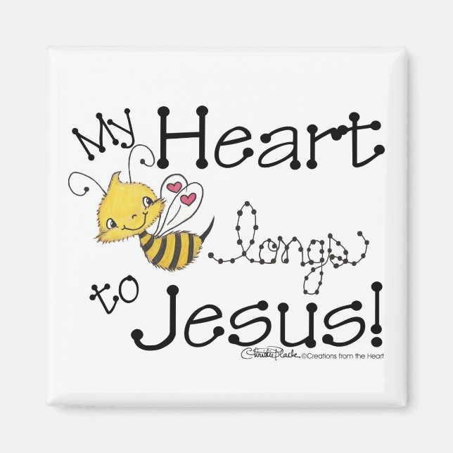 Imán La abeja del corazón anhela a Jesús (Frente)