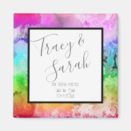 Imán La acuarela de tinta de alcohol arcoiris salva la 