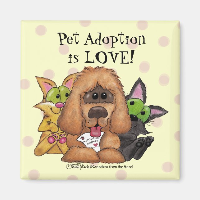 Imán La adopción de Sassie-Mascota es amor (Frente)