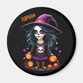 Imán La adorable bruja de Halloween de Kawaii