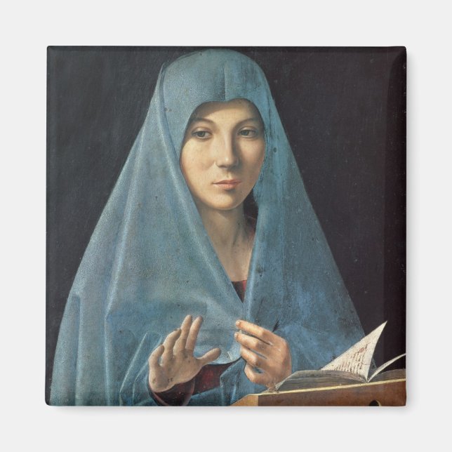 Imán La Anunciación, 1474-75 (aceite en el panel) (Frente)
