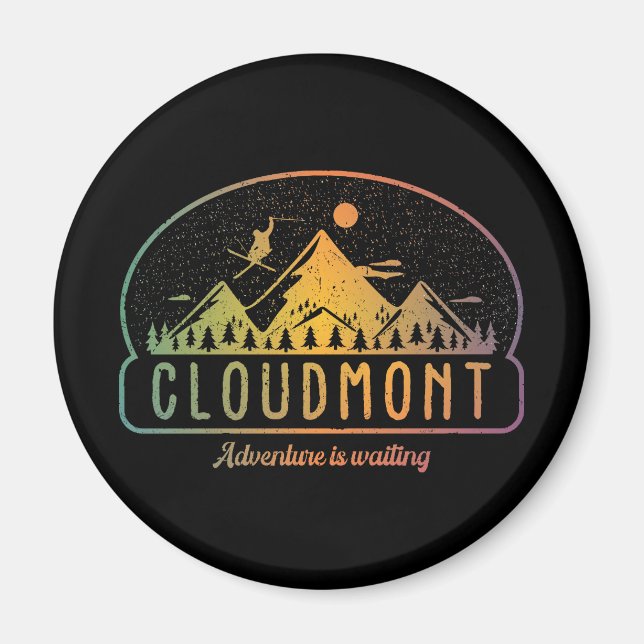 Imán La aventura de esquí de Retro Cloudmont está esper (Frente)