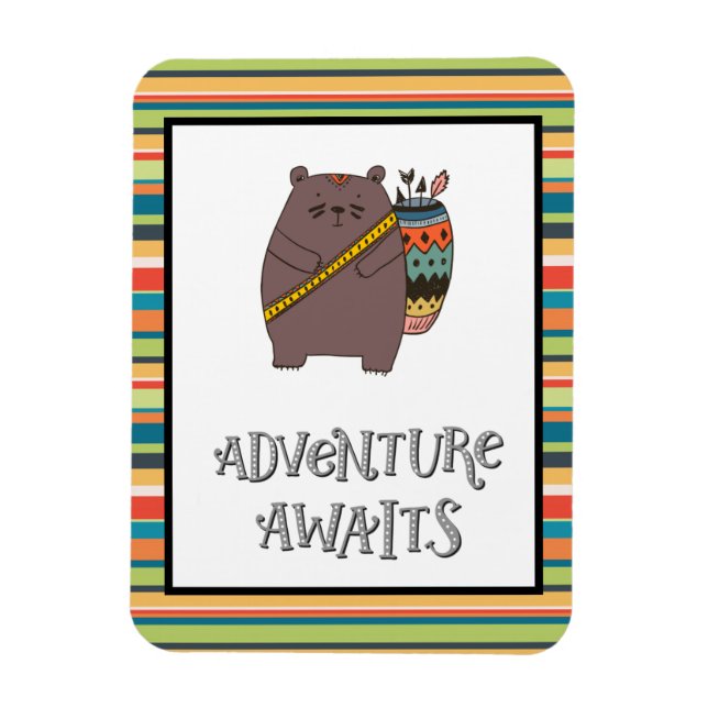 Imán La aventura espera al oso Boho (Vertical)