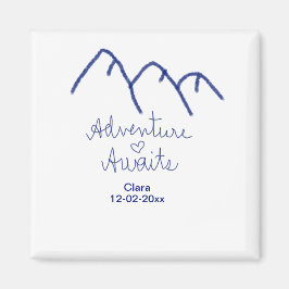 Imán La aventura espera corazón de montaña azul agregar