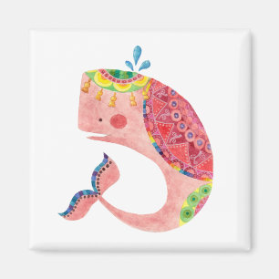 Imán La ballena rosada feliz