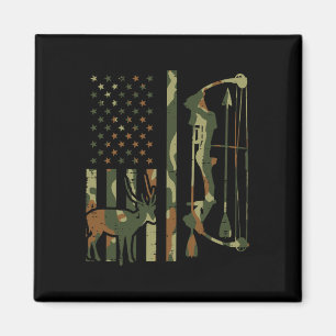 Imán La bandera de Camo Deer Bow Cazando Patriótico Hun