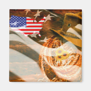 Imán La bandera estadounidense de Lasso, Gorra de Vaque