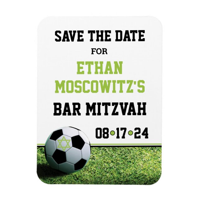 Imán La barra de fútbol Mitzvah salva la fecha (Vertical)