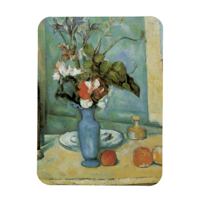 Imán La base azul (flores y fruta) de Paul Cezanne (Vertical)