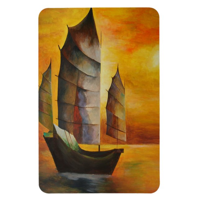 Imán La basura china en ocre y amarillo (Vertical)