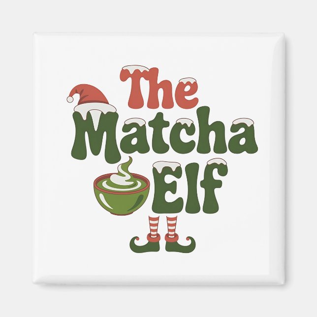 Imán La bebida mágica de Navidad del elfo de matcha (Frente)