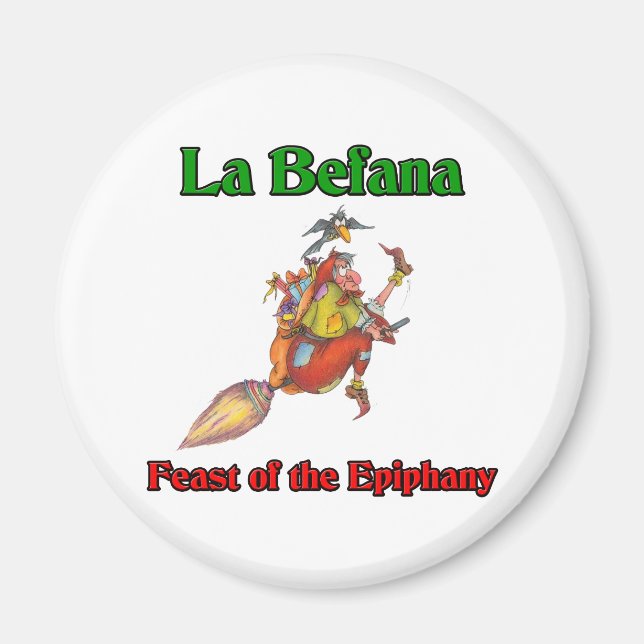 Imán La Befana (Bruja Navidad) Festín de la Epifanía (Frente)