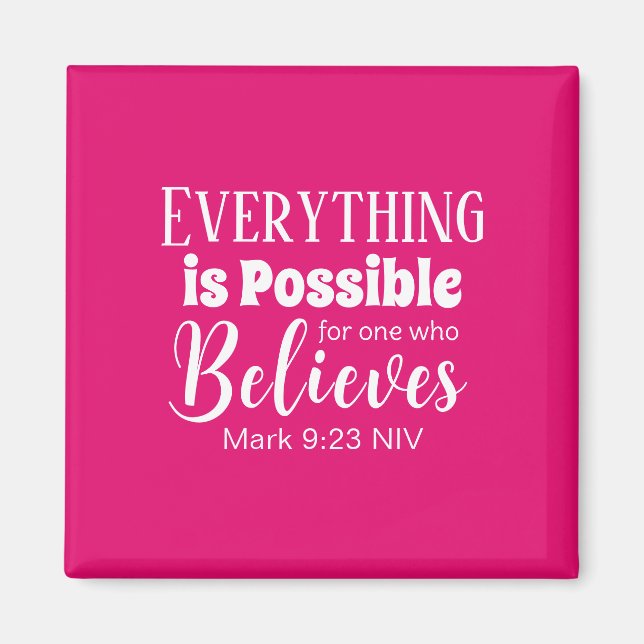 Imán La Biblia Cristiana Verse Cree En El Rosa Caliente (Frente)