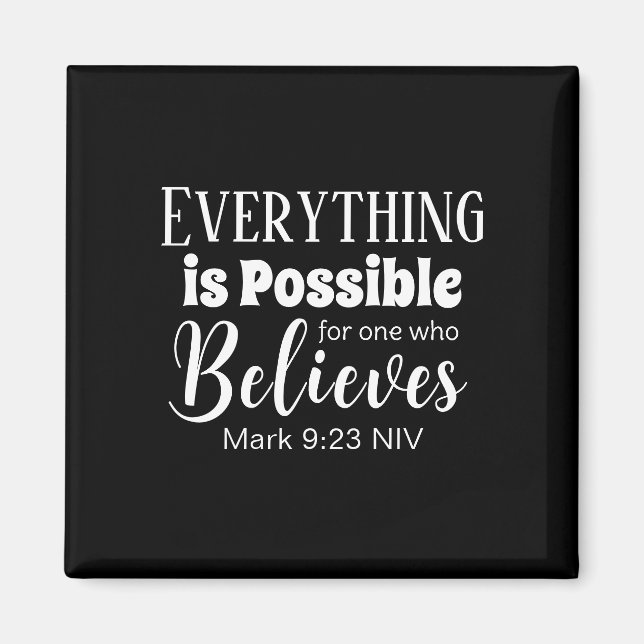 Imán La Biblia Cristiana Verse Cree Negra (Frente)