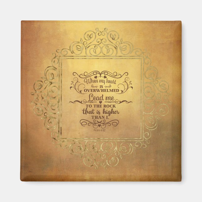 Imán La Biblia Verse cuando mi corazón está abrumado sa (Frente)