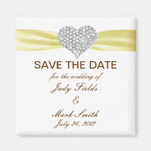 Imán La Boda Amarilla Del Corazón Del Diamante Salva La