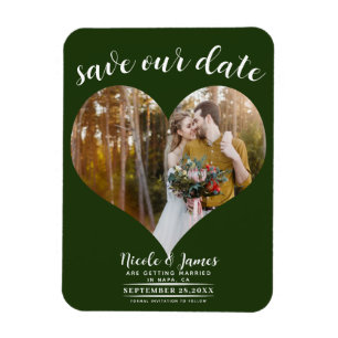 Imán La boda de fotos del corazón verde esmeralda salva