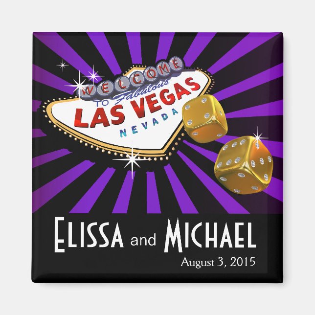 Imán La boda Starburst de Las Vegas Favor del morado ne (Frente)