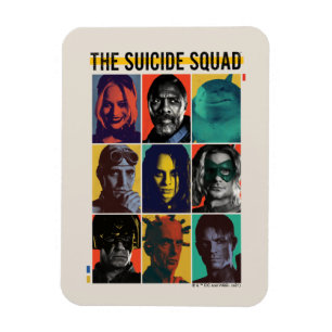 Imán La brigada suicida   Retro Grid Con Harley Quinn